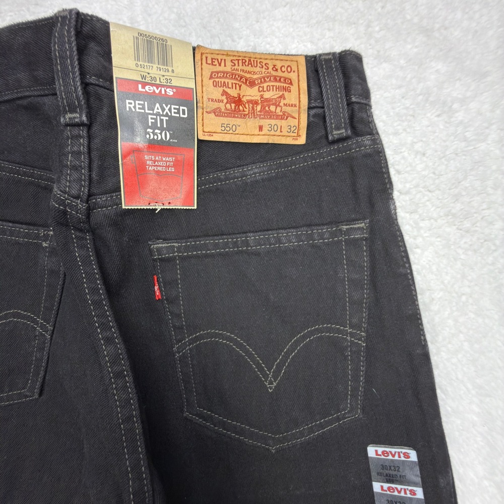 Levis 550 Relaxed Fit Denim Jeans Mens 30x32 Black NWT NOS Y2K 2000s